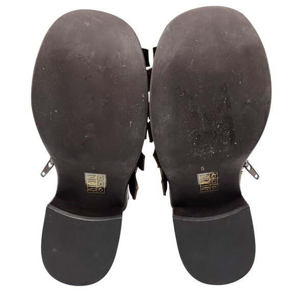 Jeffrey Campbell Brown Leather Belted-Up Buckle Ankle Boots  Women's 5 - Picture 10 of 10